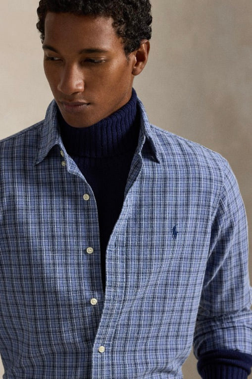 Custom Fit Brushed Oxford Shirt Blue Heather Multi