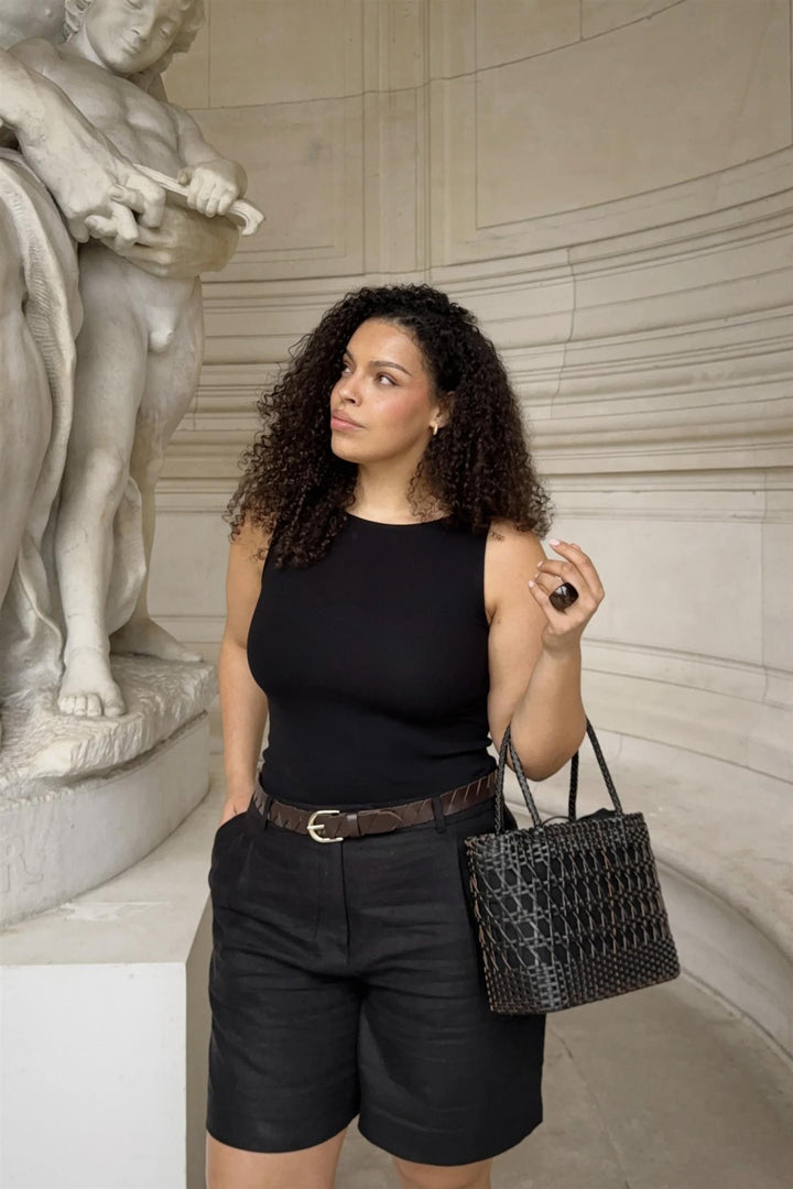 Peggy Rib Boatneck Top Black