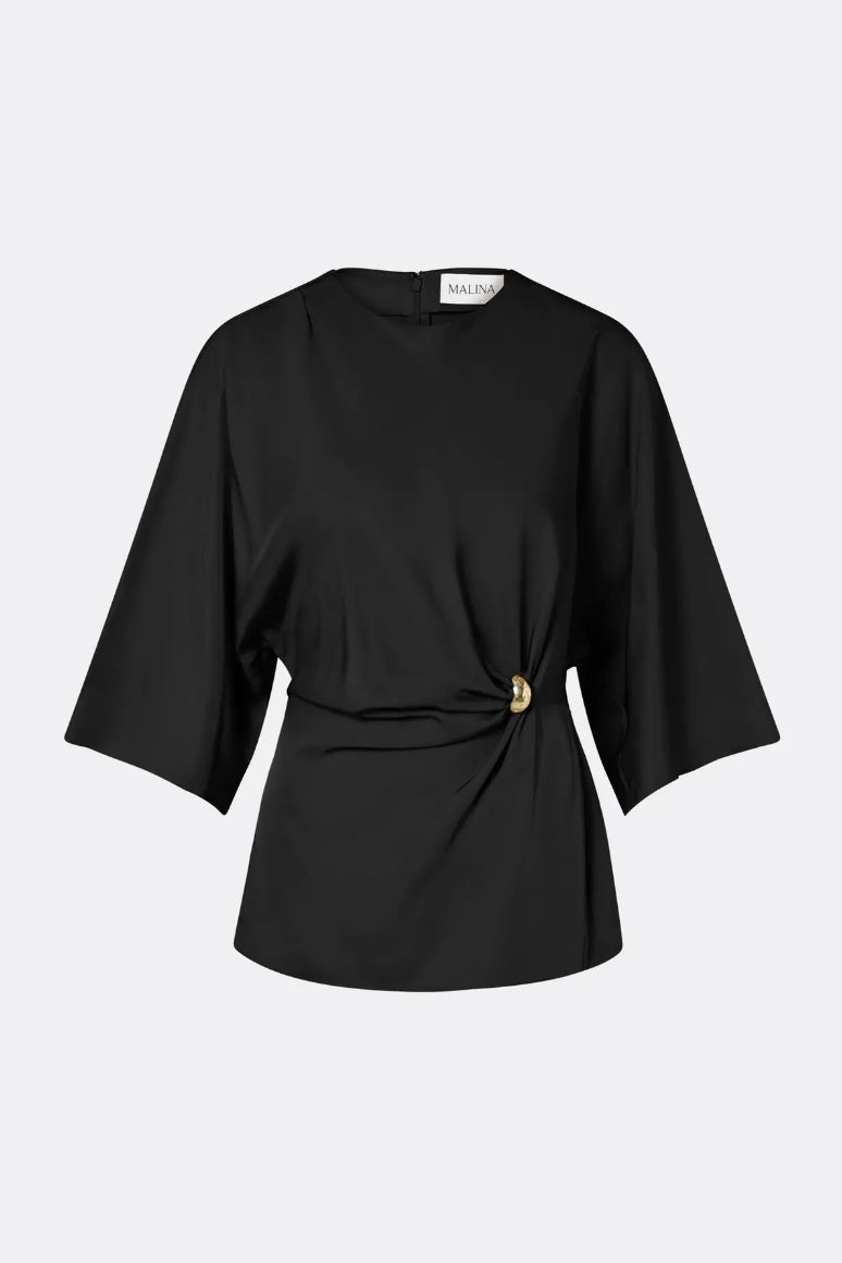 Zilla Brooch Detailed Blouse Black