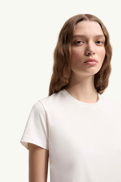 MONCLER Logo Patch Cotton Jersey T-Shirt Offwhite - Dale