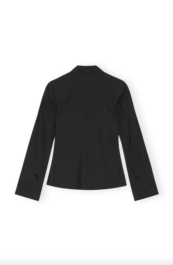 Drapey Melange Fitted Double Breasted Blazer