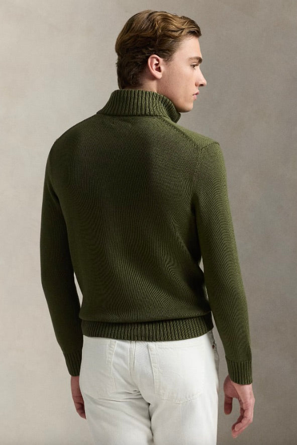 Cotton Quarter-Zip Jumper New Olive