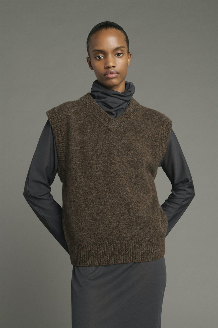 Karl Merino Pullover Vest Marron Chine