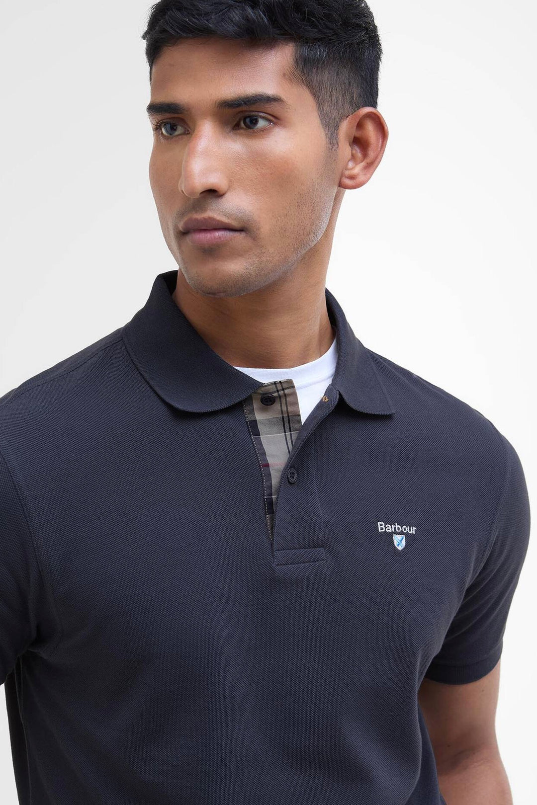 BARBOUR Tartan Pique Polo Shirt Navy - Dale