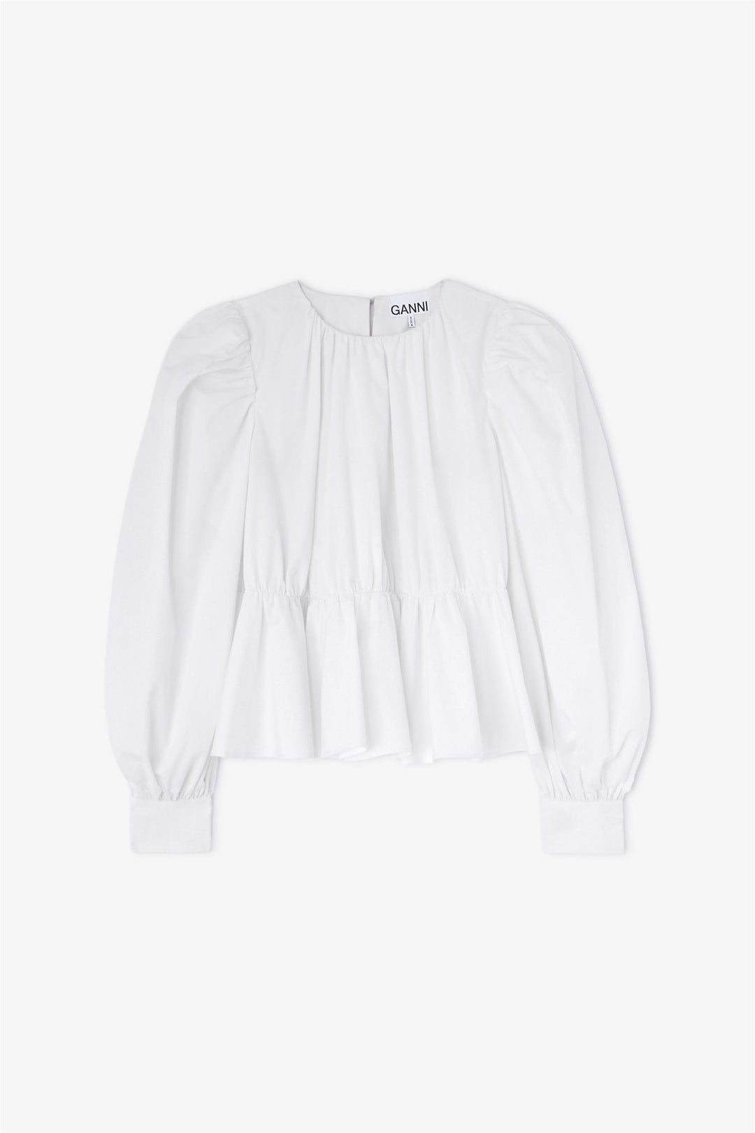 Compact Poplin Gathered Peplum Blouse Bright White