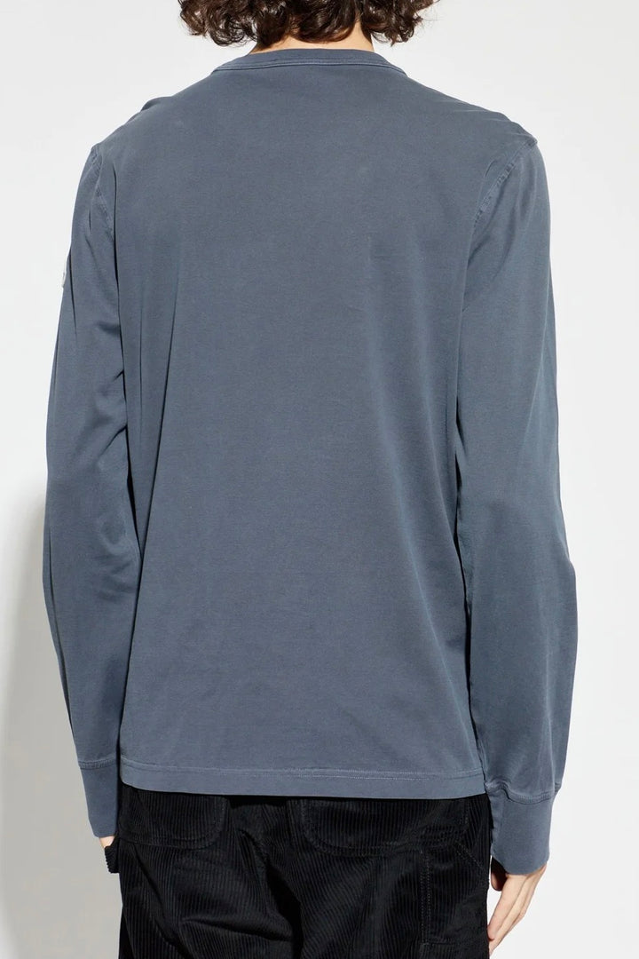 Moncler Logo Printed Long-Sleeve T-Shirt Pastel Blue