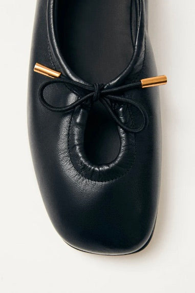 Rosalind Onix Black Leather Ballet Flats