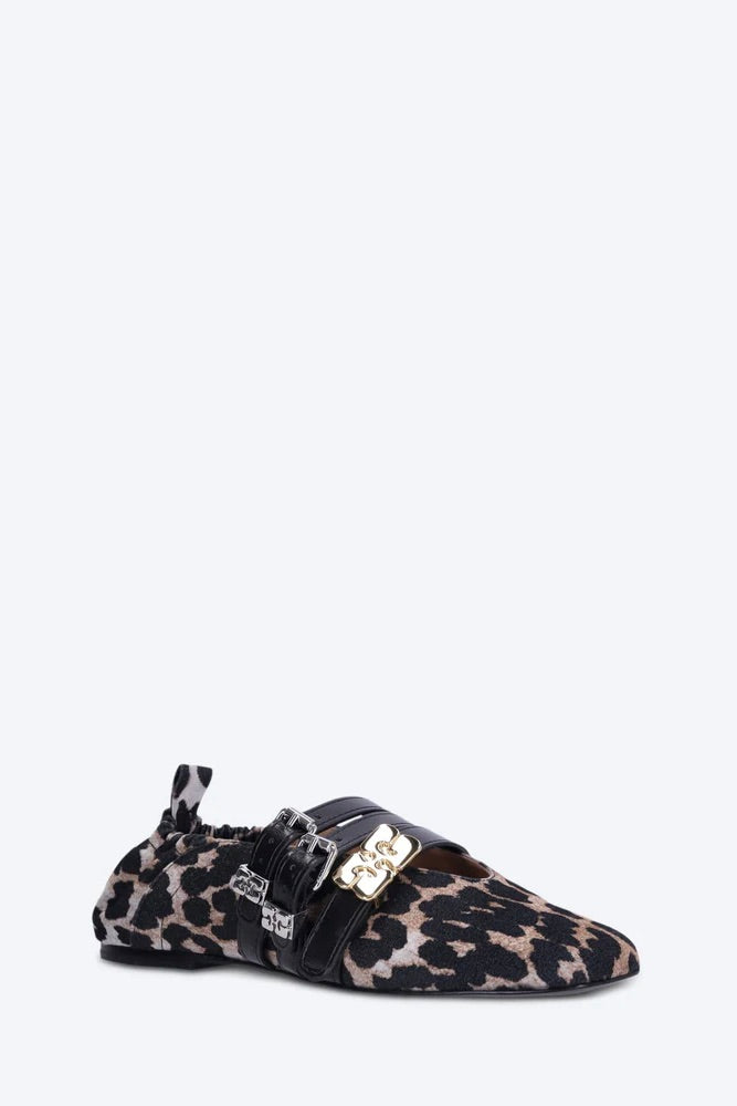 Sue Triple Ballerina Flocked Denim Printed