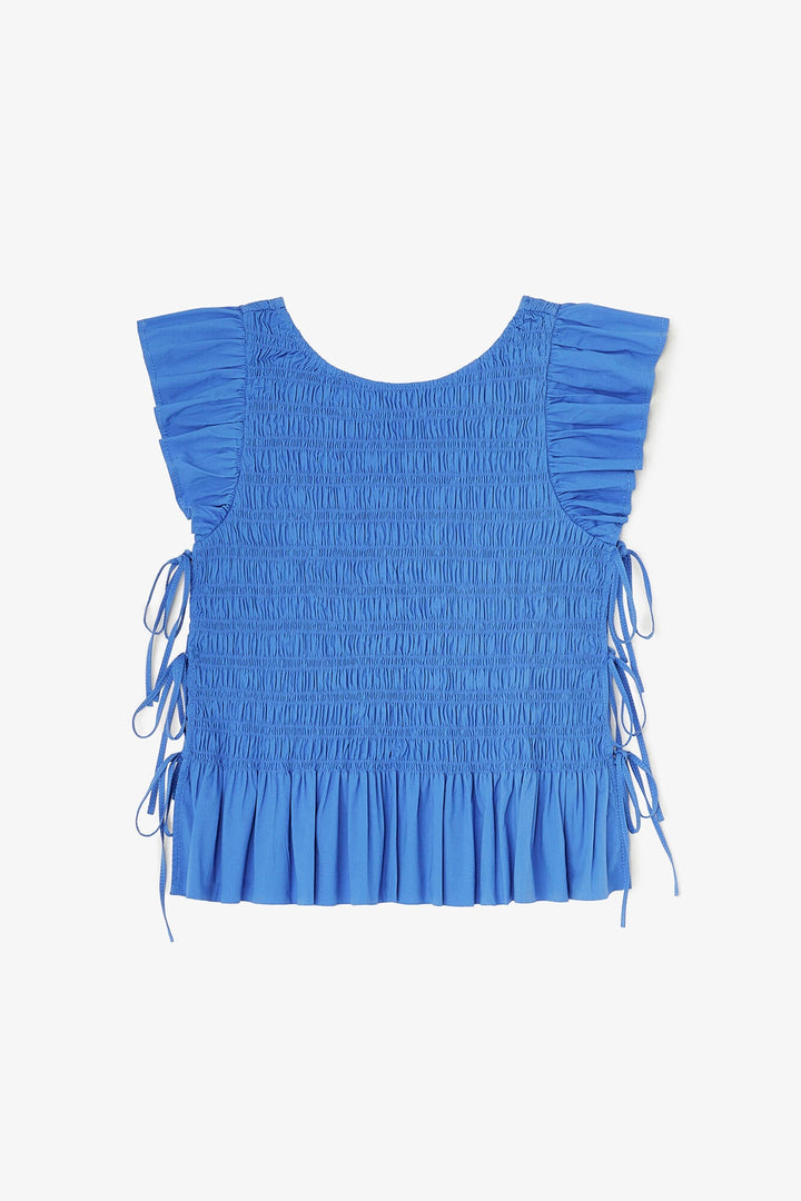 Stretch Cotton Angel Sleeve Smocked Top Marina