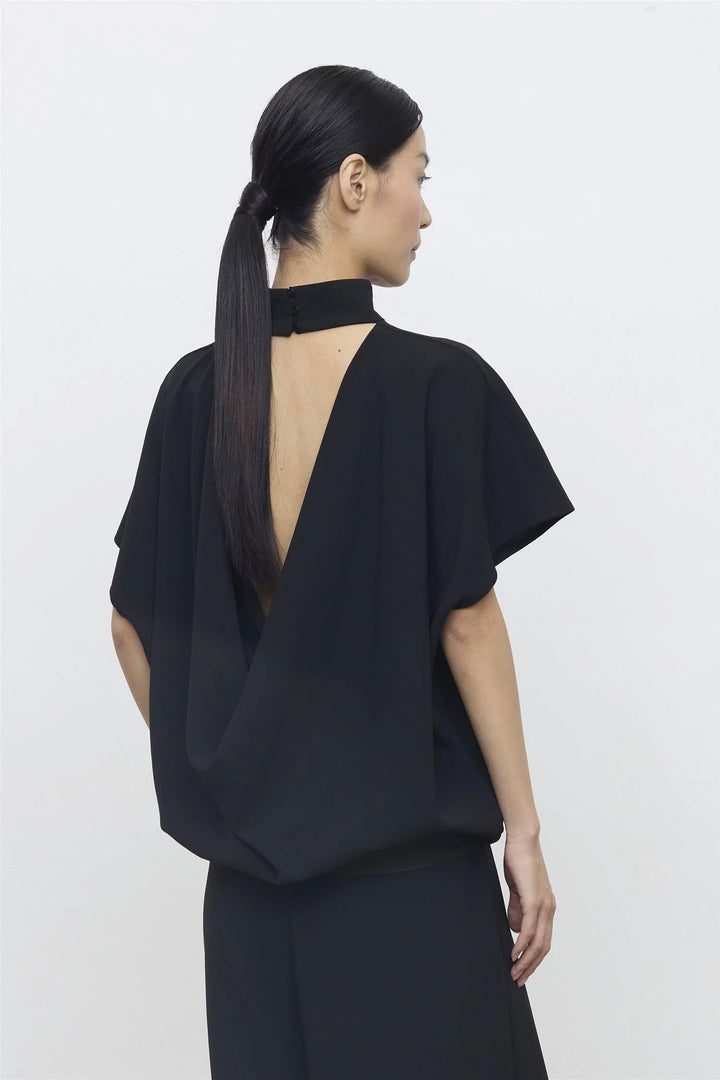 Open-back High-neck Top Nero