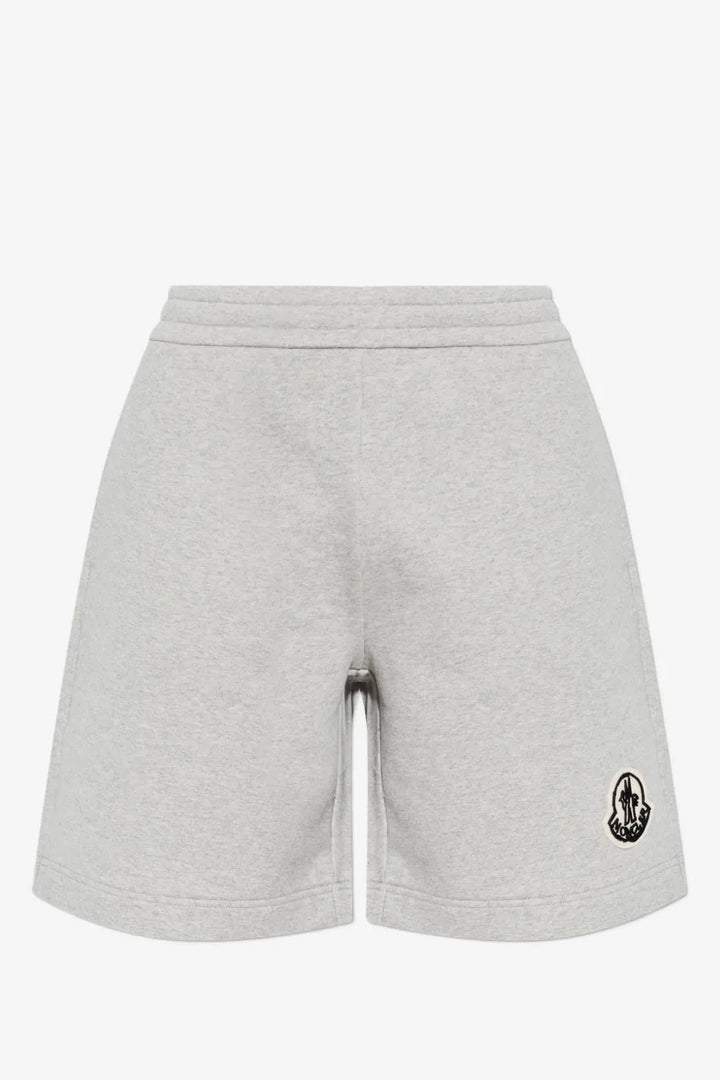 Logo-patch Cotton Shorts Light Grey