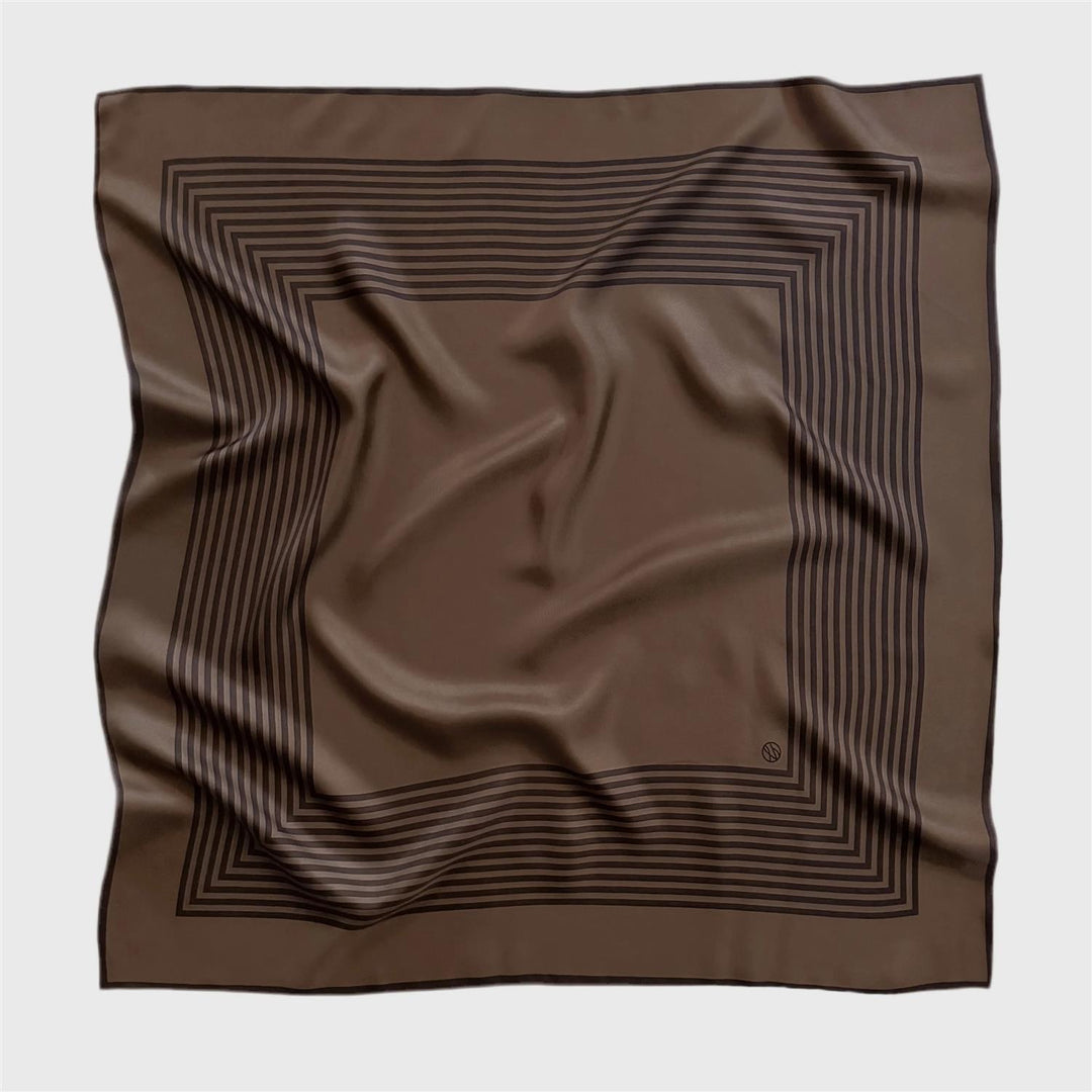 LE SCARF Striped Scarf Chocolate & Espresso 80X80 - Dale