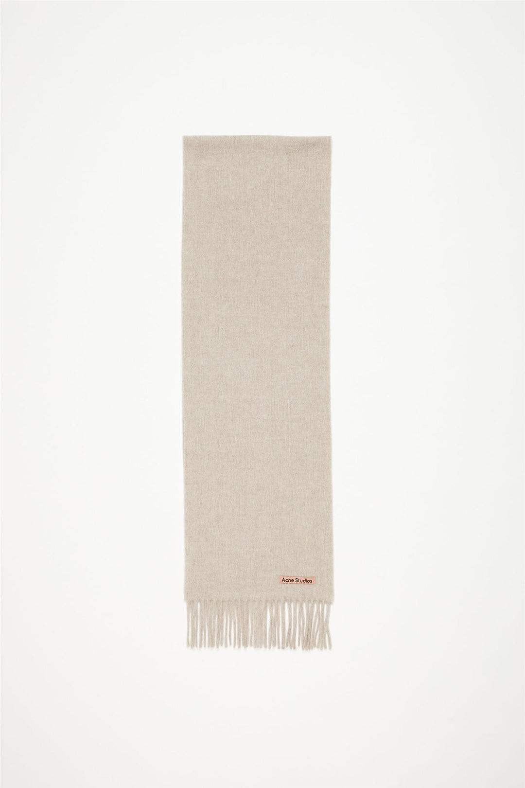 Fringe Wool Scarf Skinny Oatmeal Melange