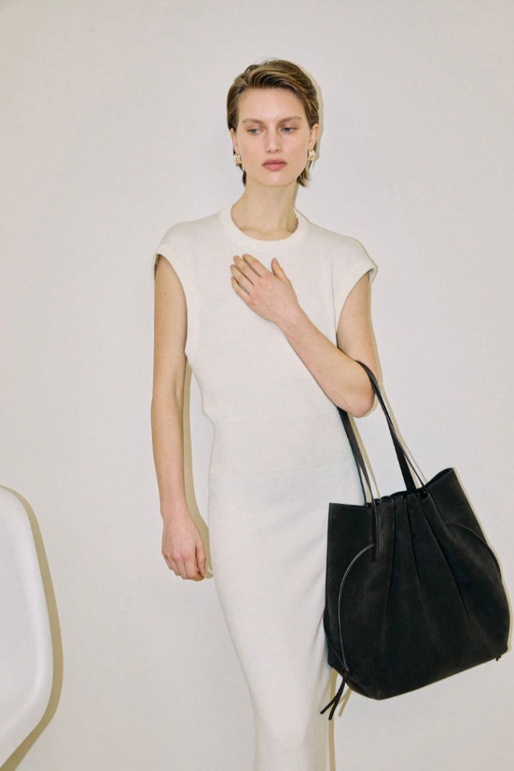 Scallop Tote Suede Ganache