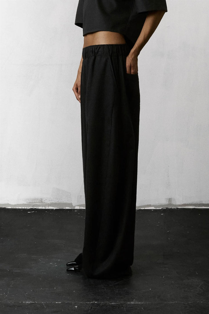 Dora Flannel Wool Trousers Black