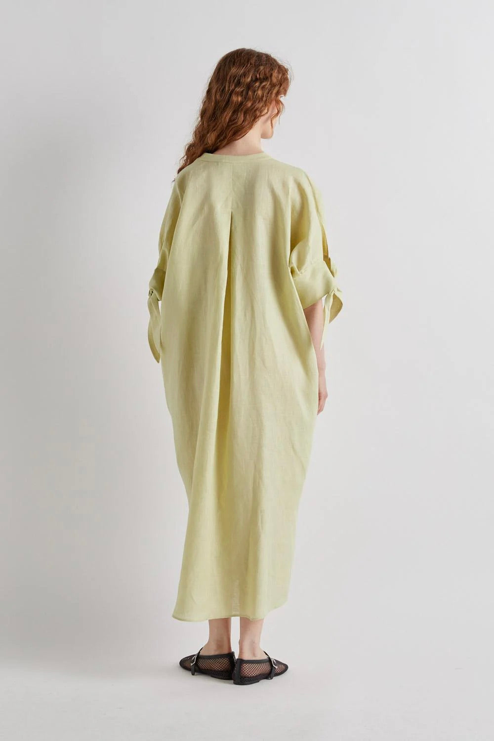 Linen Midi Dress Lime