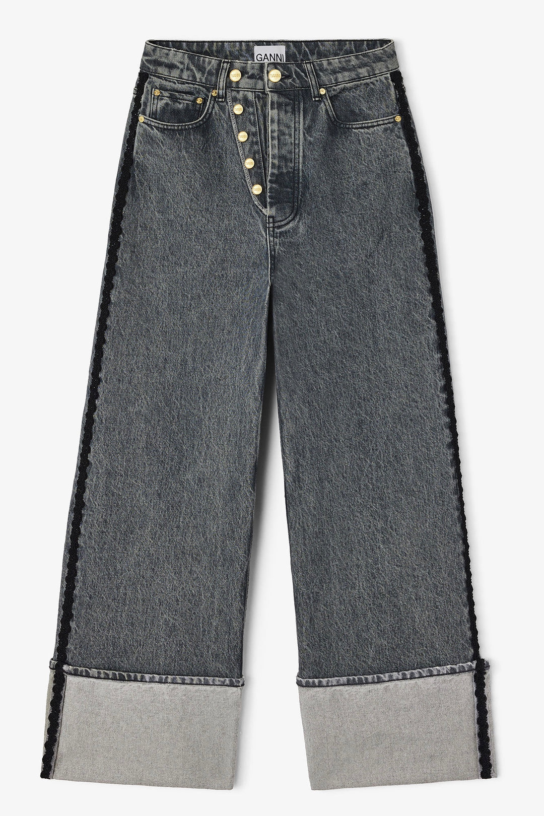 Rigid Denim Double Fly Baggy Jeans