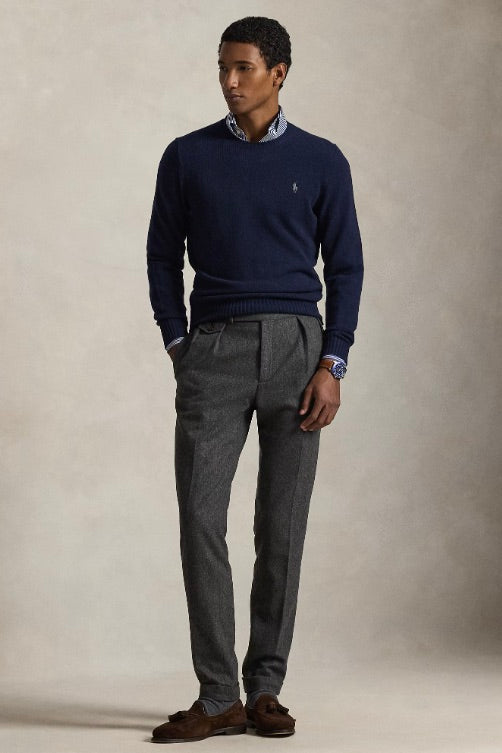 Wool Cashmere Crewneck Sweater Hunter Navy