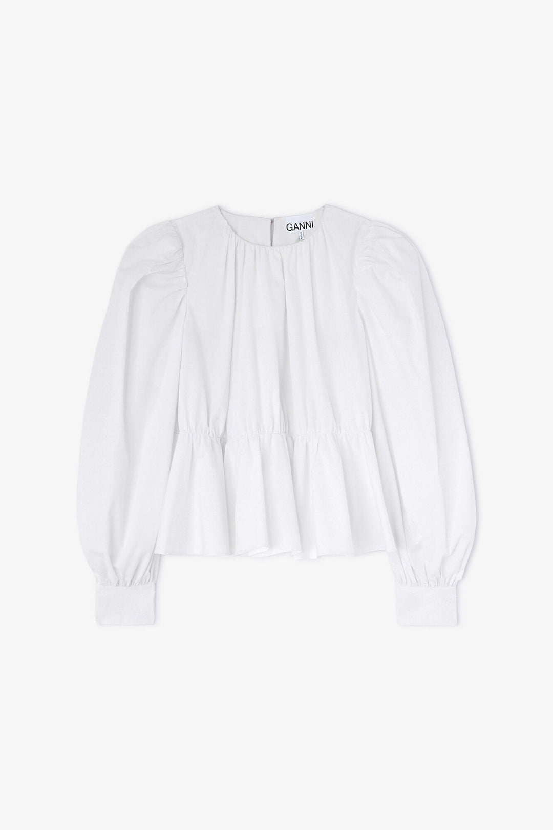 Compact Poplin Gathered Peplum Blouse Bright White