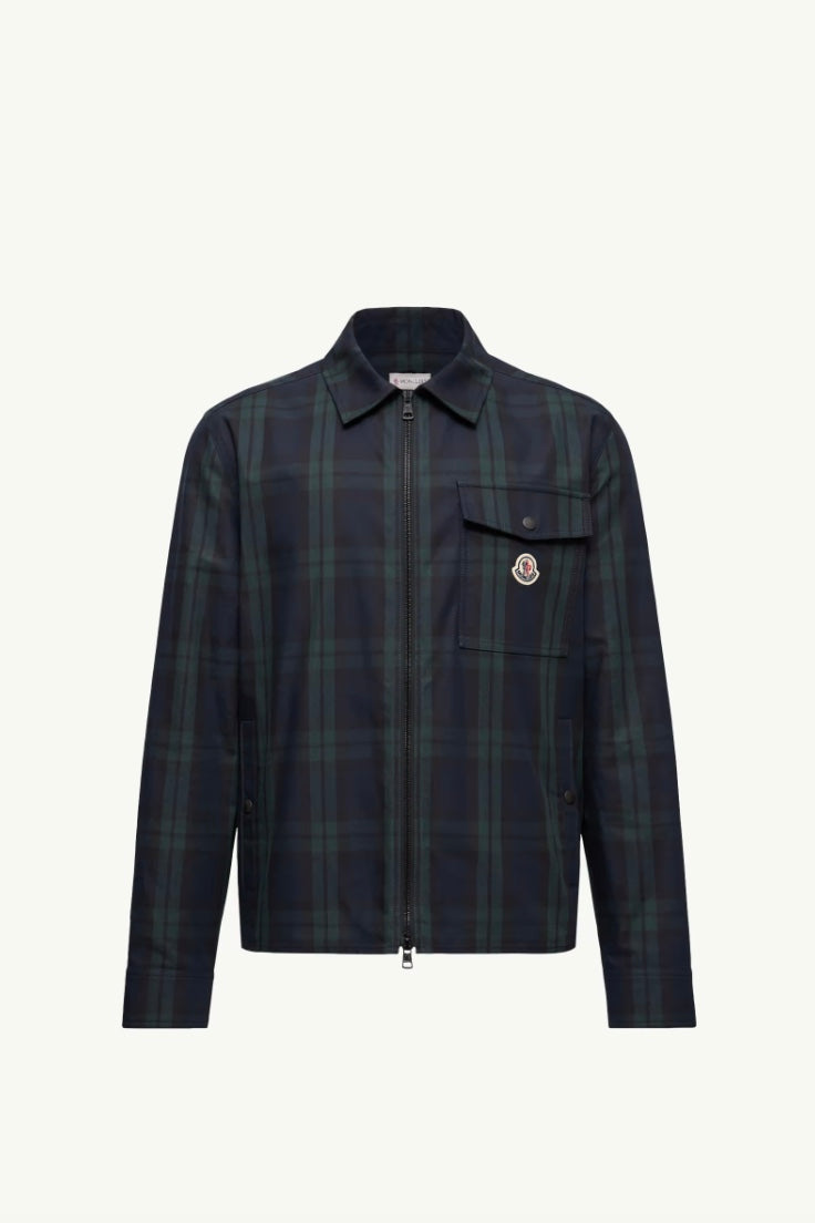 Checked Cotton Gabardine Long Sleeve Shirt
