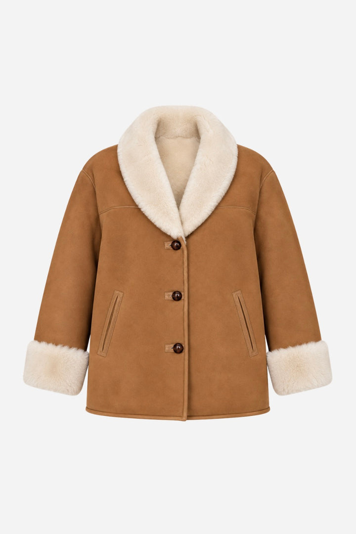 CAMILLA PIHL Luna Shearling Jacket Camel Suede - Dale