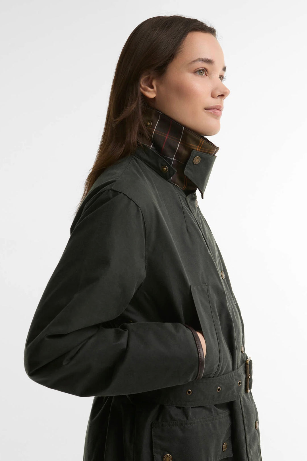 Barbour Antoinette Longline Waxed Jacket Sage