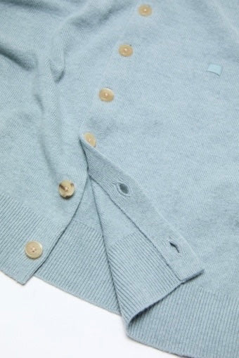 Cardigan Yak Wool Fitted Dusty Blue