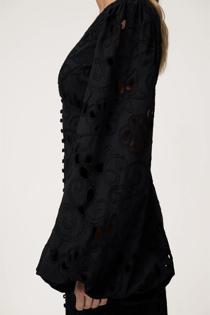 Positano Dress Black Embroidery