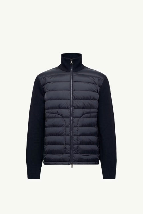 Padded Zip-Up Cardigan Navy