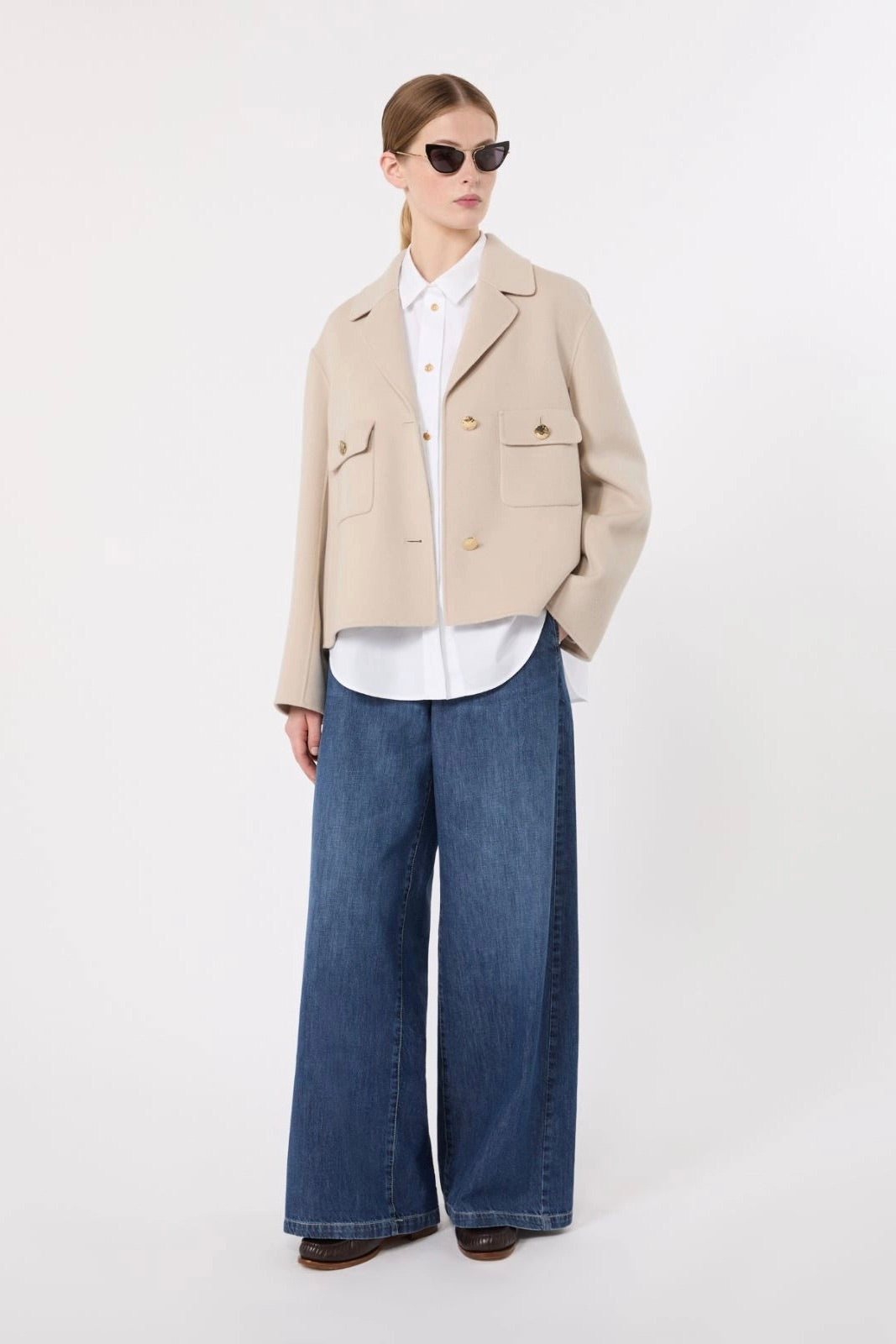 Straight Leg Denim Trousers China Blue