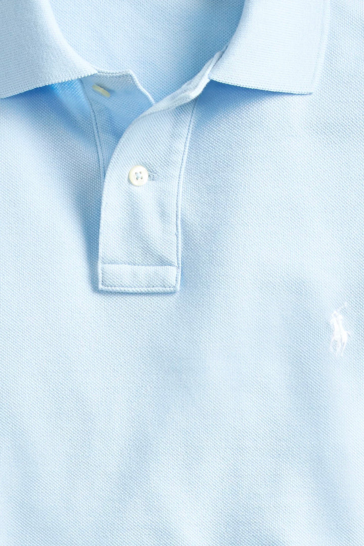 Custom Slim Fit Mesh Polo Shirt - Office Blue