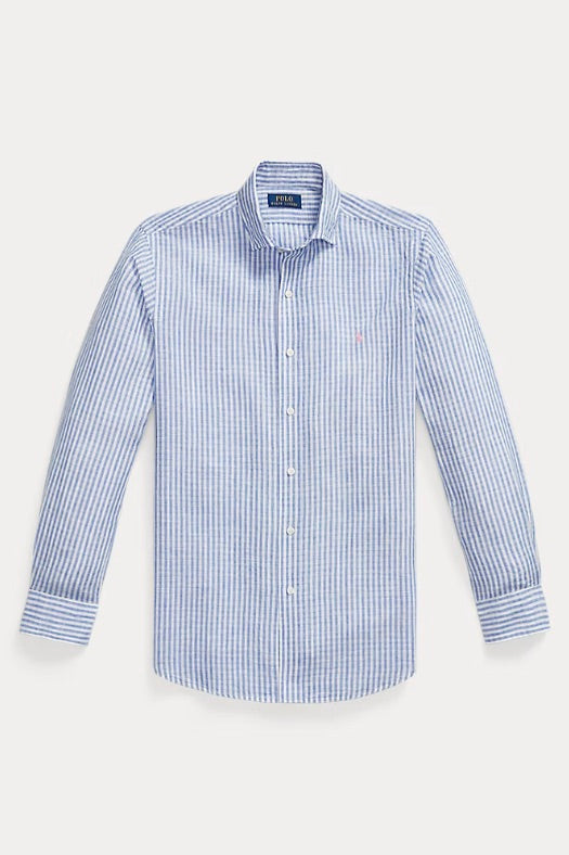 Custom Fit Striped Seersucker Shirt Blue/White