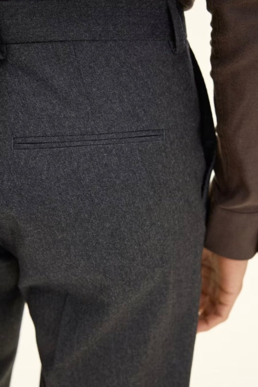 Dandy Turn Up Trousers Dark Grey