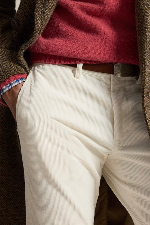 Bedford Straight Fit Corduroy Trousers Warm White