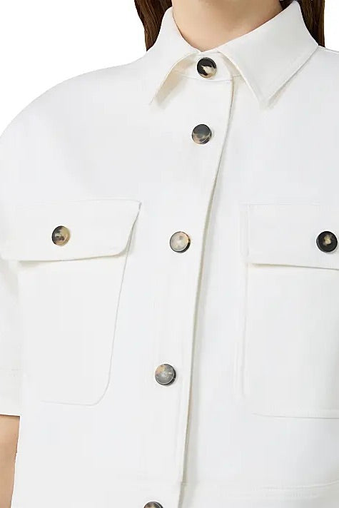 Stretch Cotton Cropped Jacket Optical White