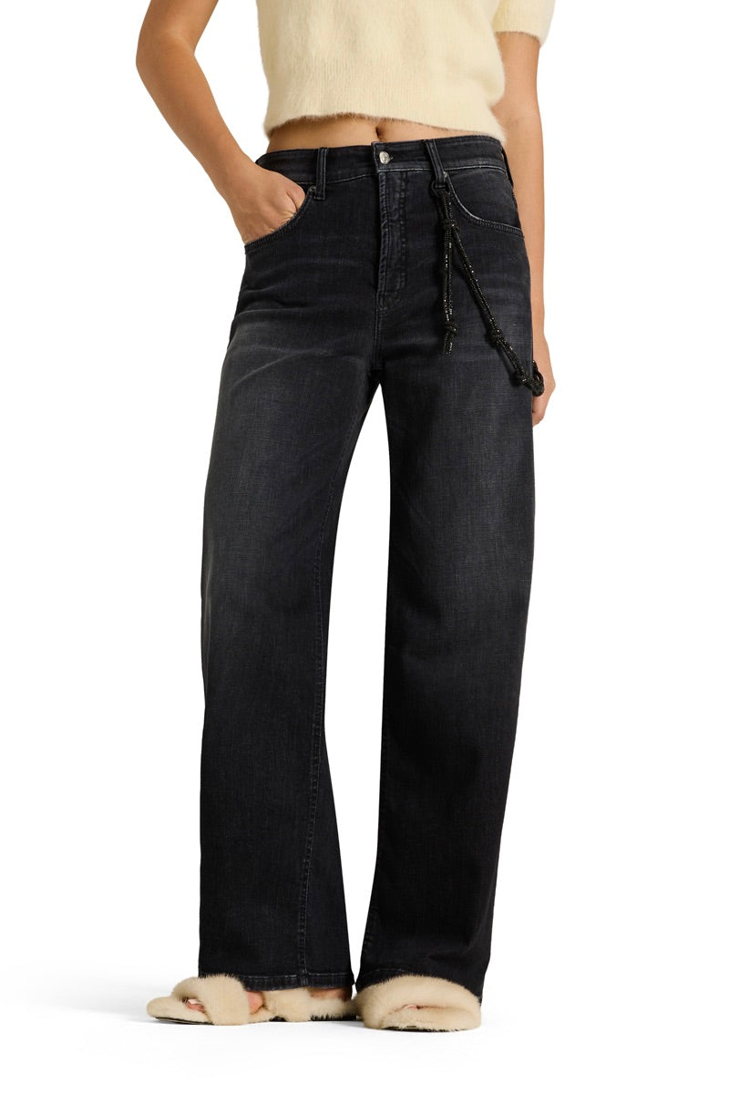 CAMBIO Baggy Mit Strasskette Denim Dark Cozy Midblack - Dale