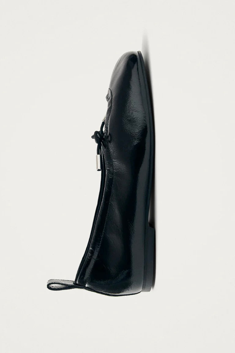 Rosalind Onix Black Leather Ballet Flats
