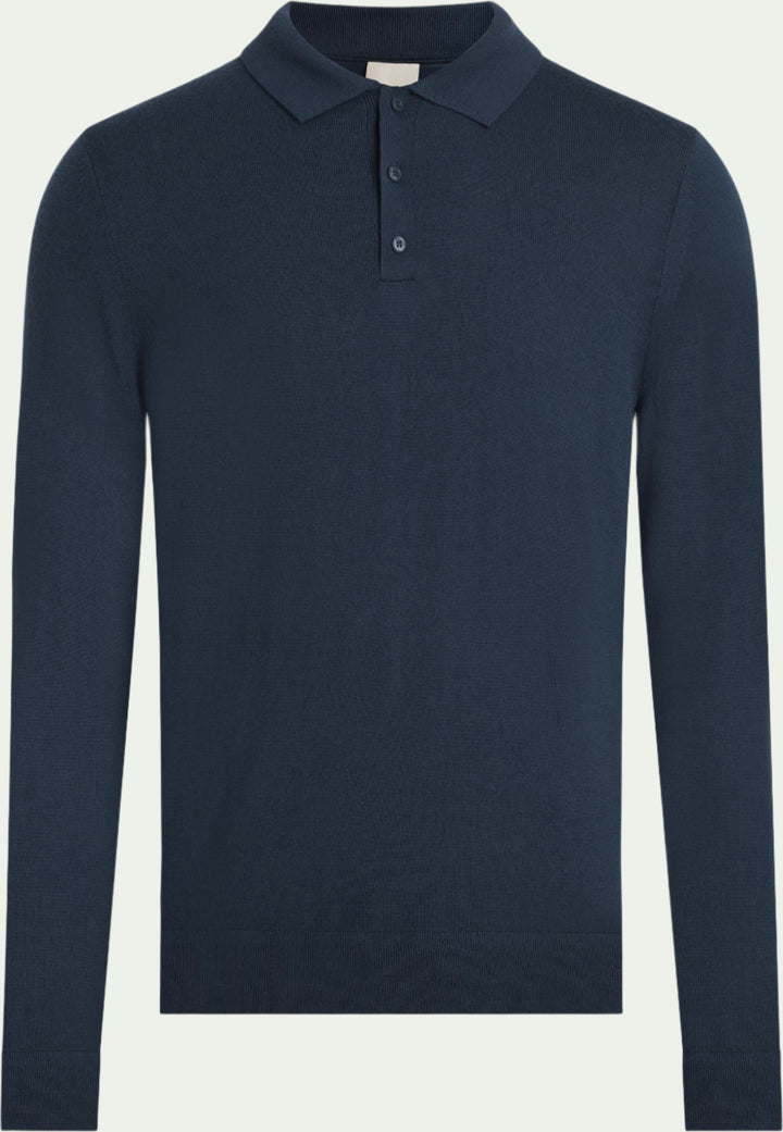 MERINO RWS POLO SWEATER BLUE