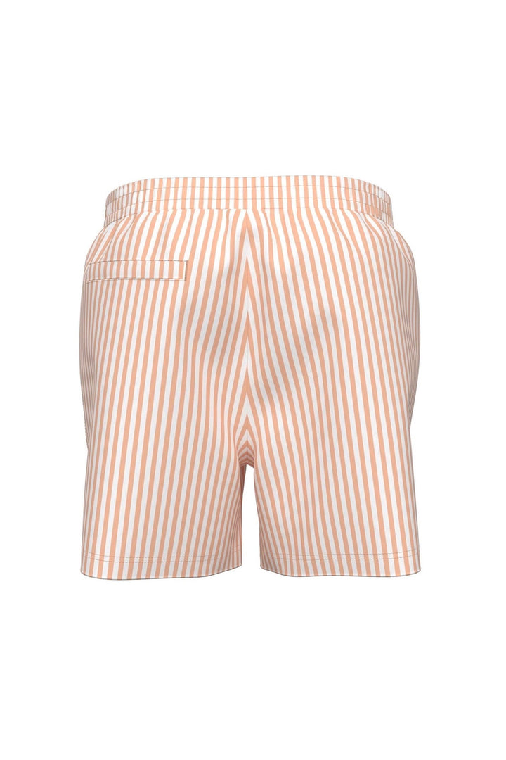 Medium Drawstring Waistband Swim Shorts Peach Bliss Penny Stripe