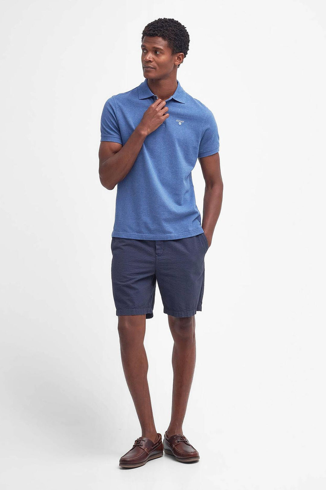 BARBOUR Tartan Pique Polo Dark Chambray - Dale