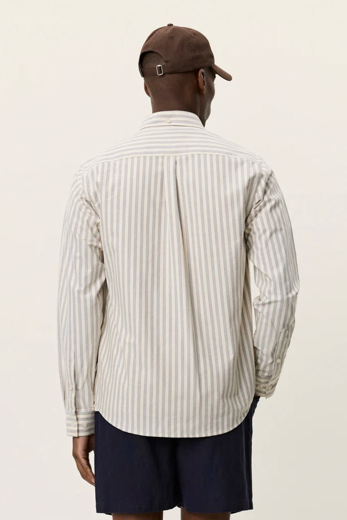 LES DEUX Konrad Stripe Oxford Shirt Eggnog White - Dale