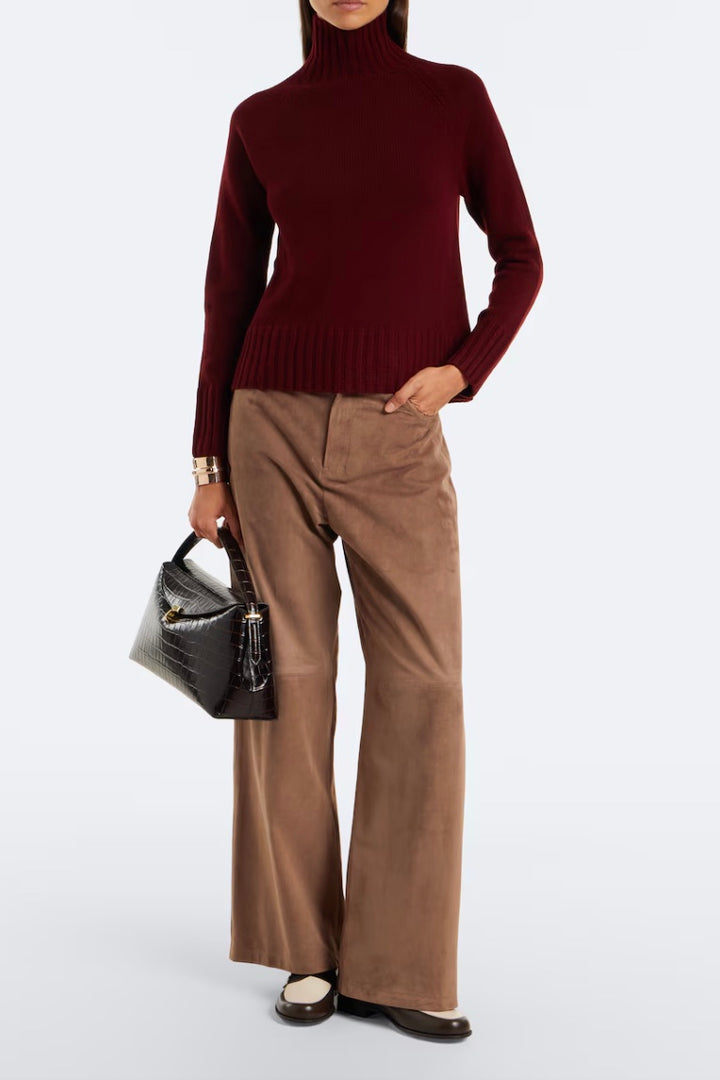 Wool and Cashmere Polo-neck Sweater Bordeaux