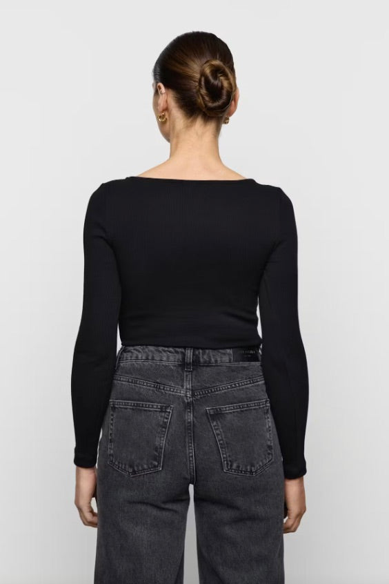 Petronella Rib Boatneck Black