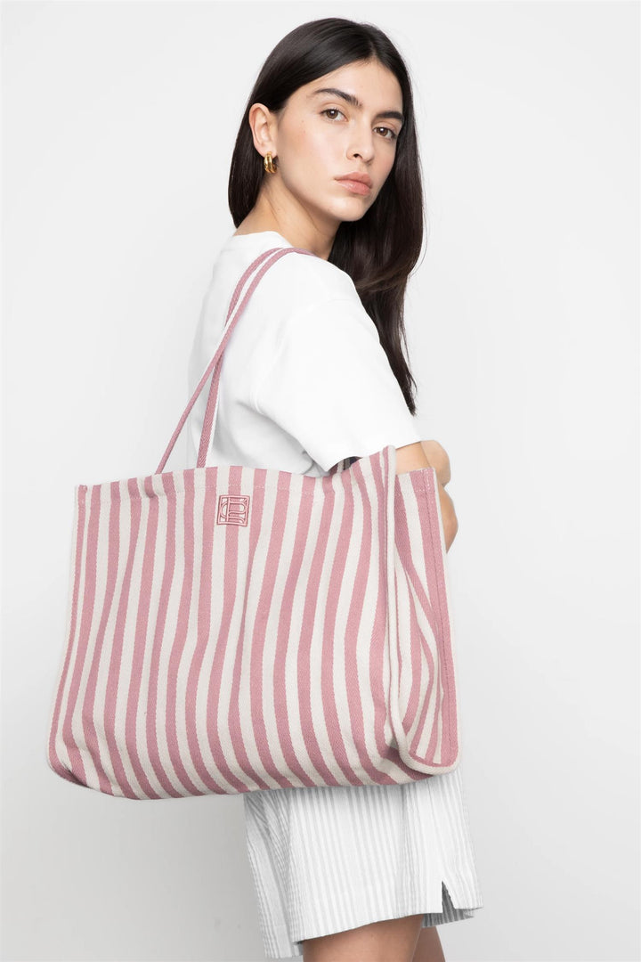Ivy Tote Bag Light Pink Stripe
