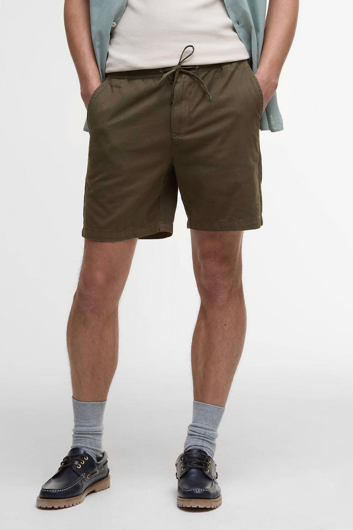 Washed Oxford Relaxed Shorts Uniform Green