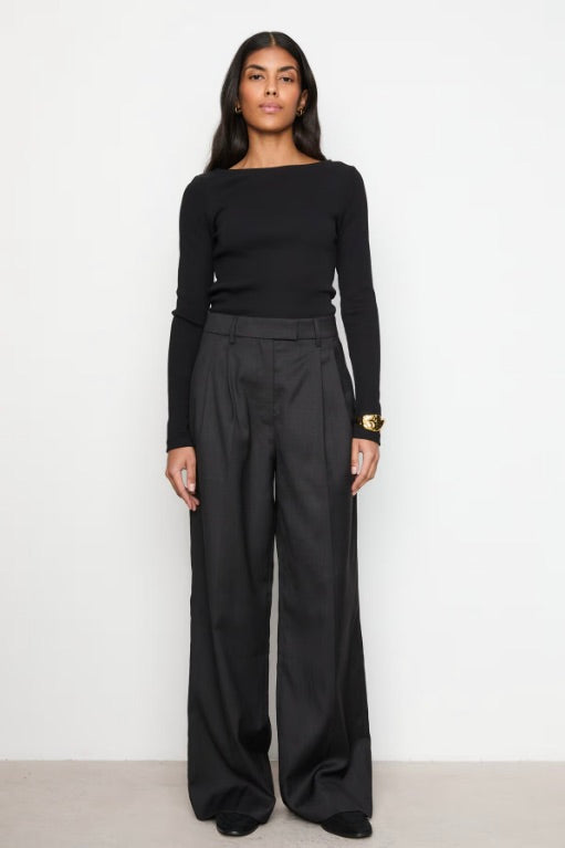 Petronella Rib Boatneck Black