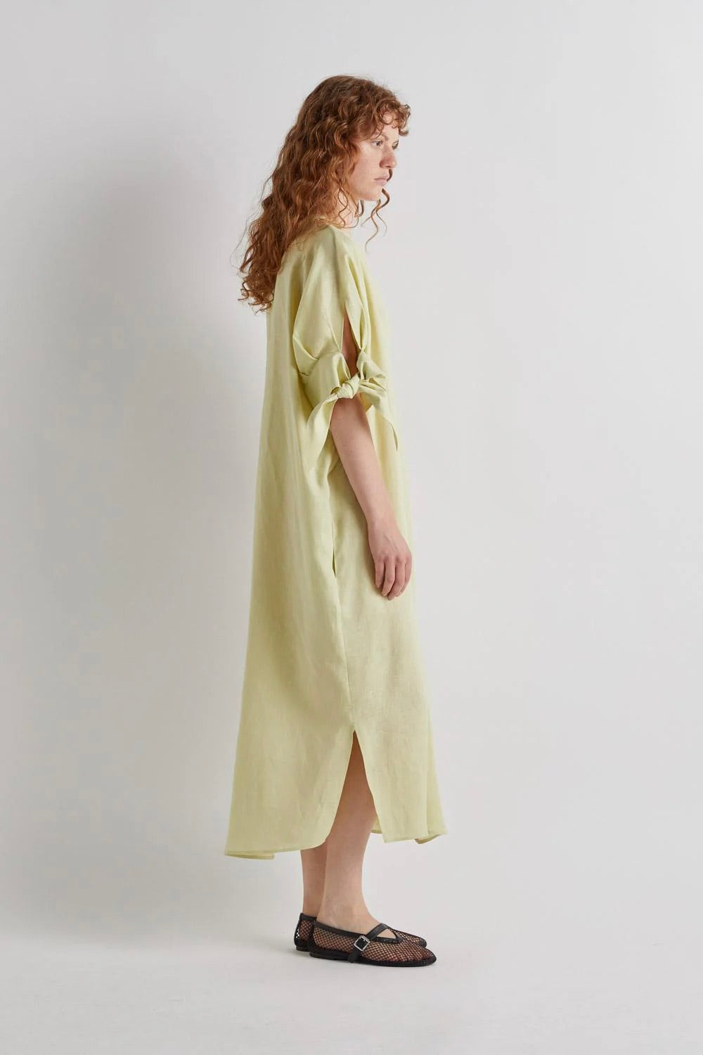 Linen Midi Dress Lime