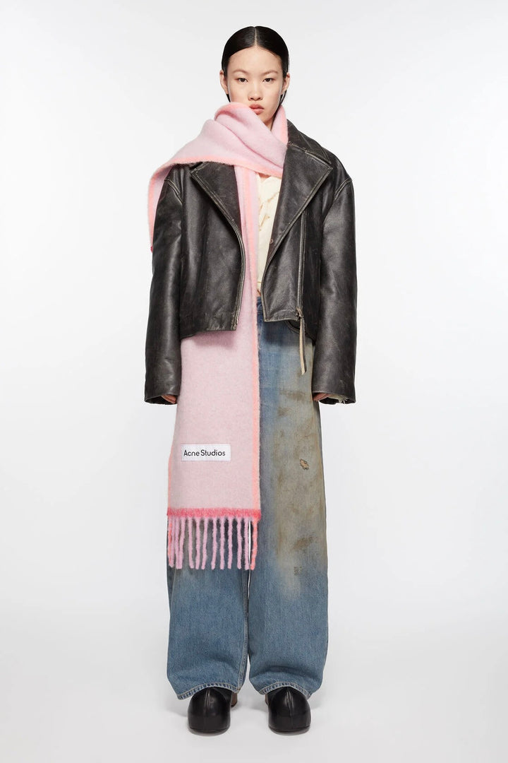 Wool Mohair Narrow Scarf Pink