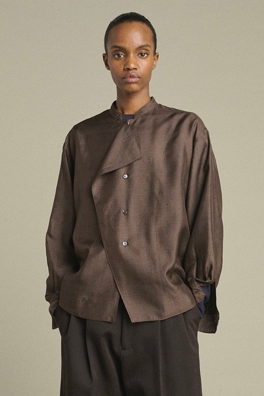 Hampton Silk Blouse Marron Fonce