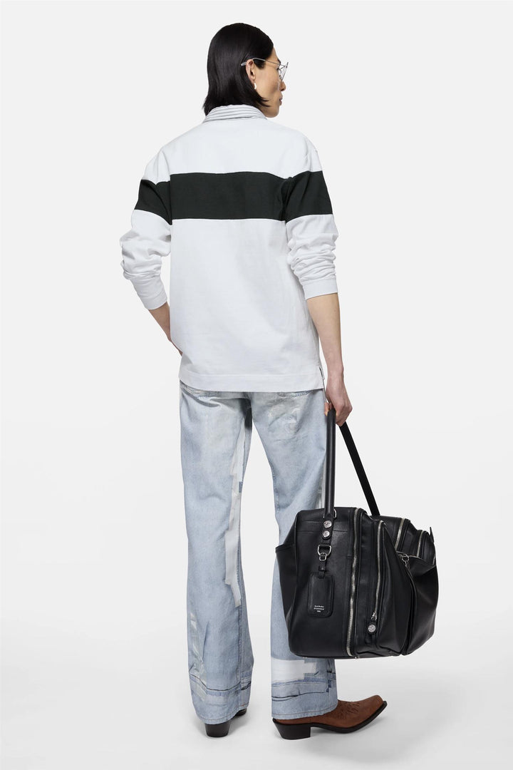 Striped Polo Sweatshirt White/Black